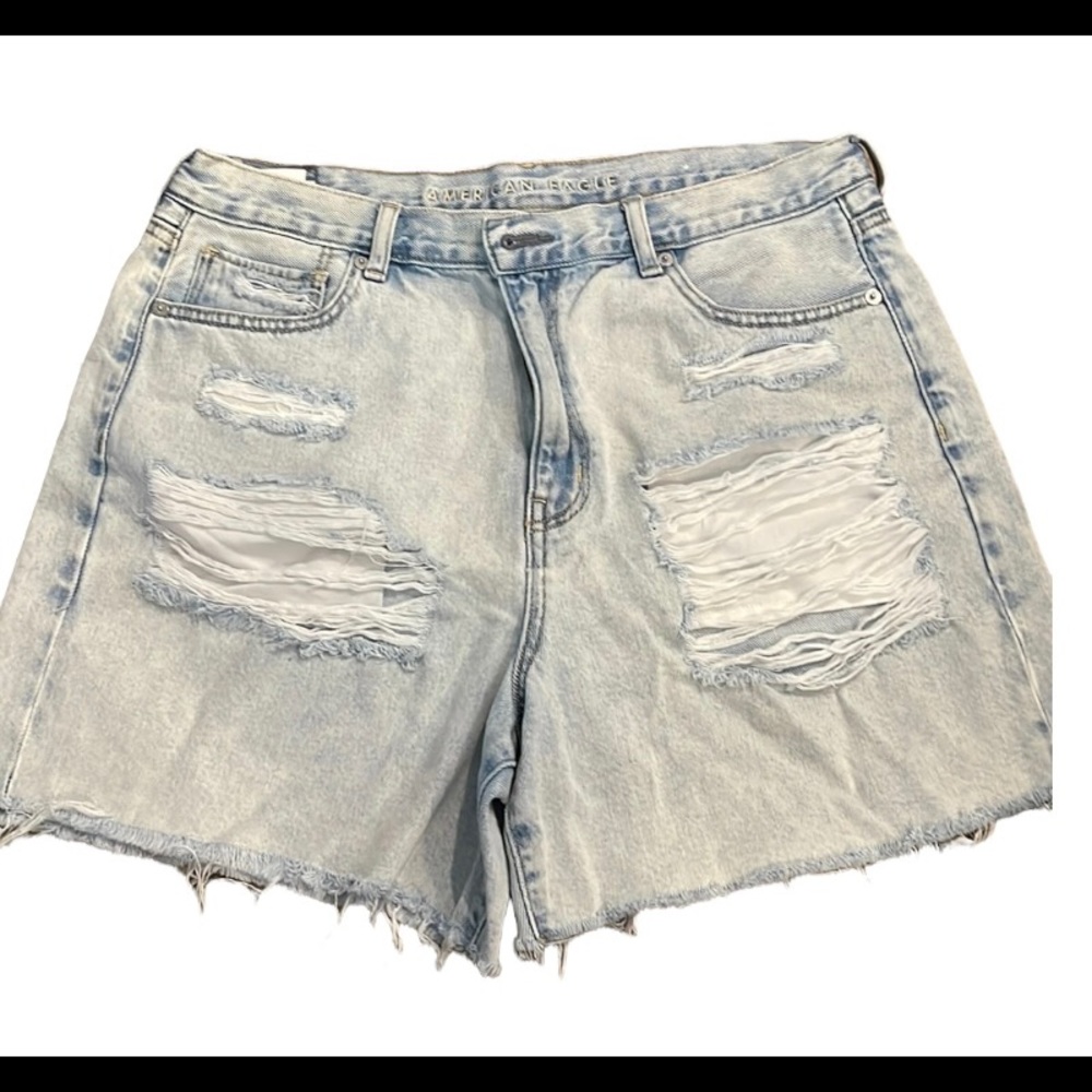 American Eagle Light Wash Distressed Jean Shorts